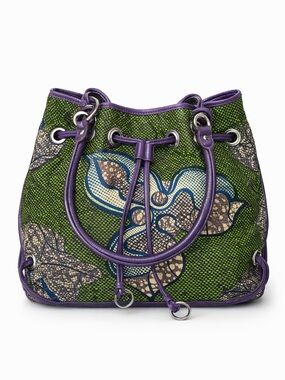 African Print Drawstring Bucket Bag